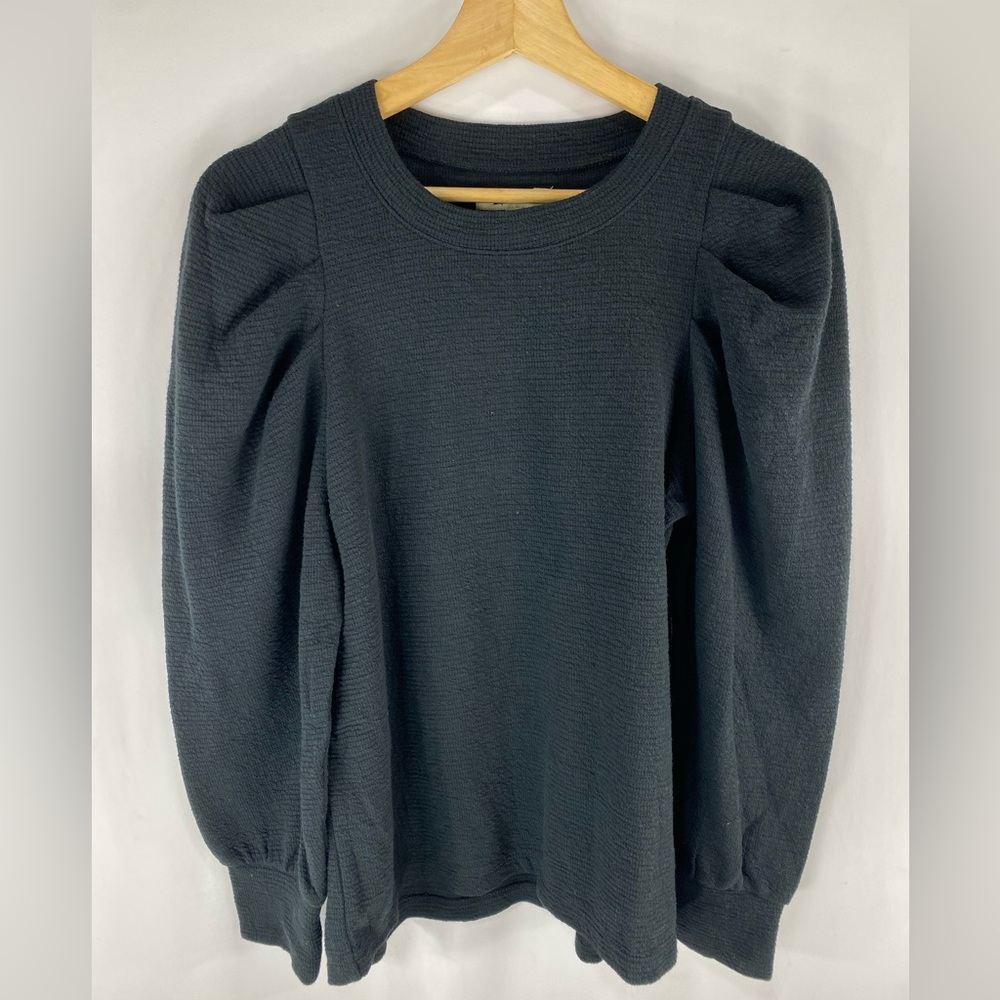 New Madewell Large L Pleated Statement Sleeve Top Black Asparagus Lot - Picture 2 of 8